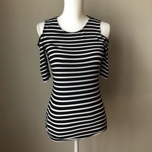 Striped cut out shoulder Vince Camuto top